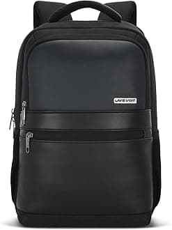 Lavie Sport 45cm Pioneer 24 Litres Laptop Backpack with Trolley Sleeve For Men & Women | Premium Vegan Leather Office Travel Backpack | Upto 14" Notebook/Macbook Compatible