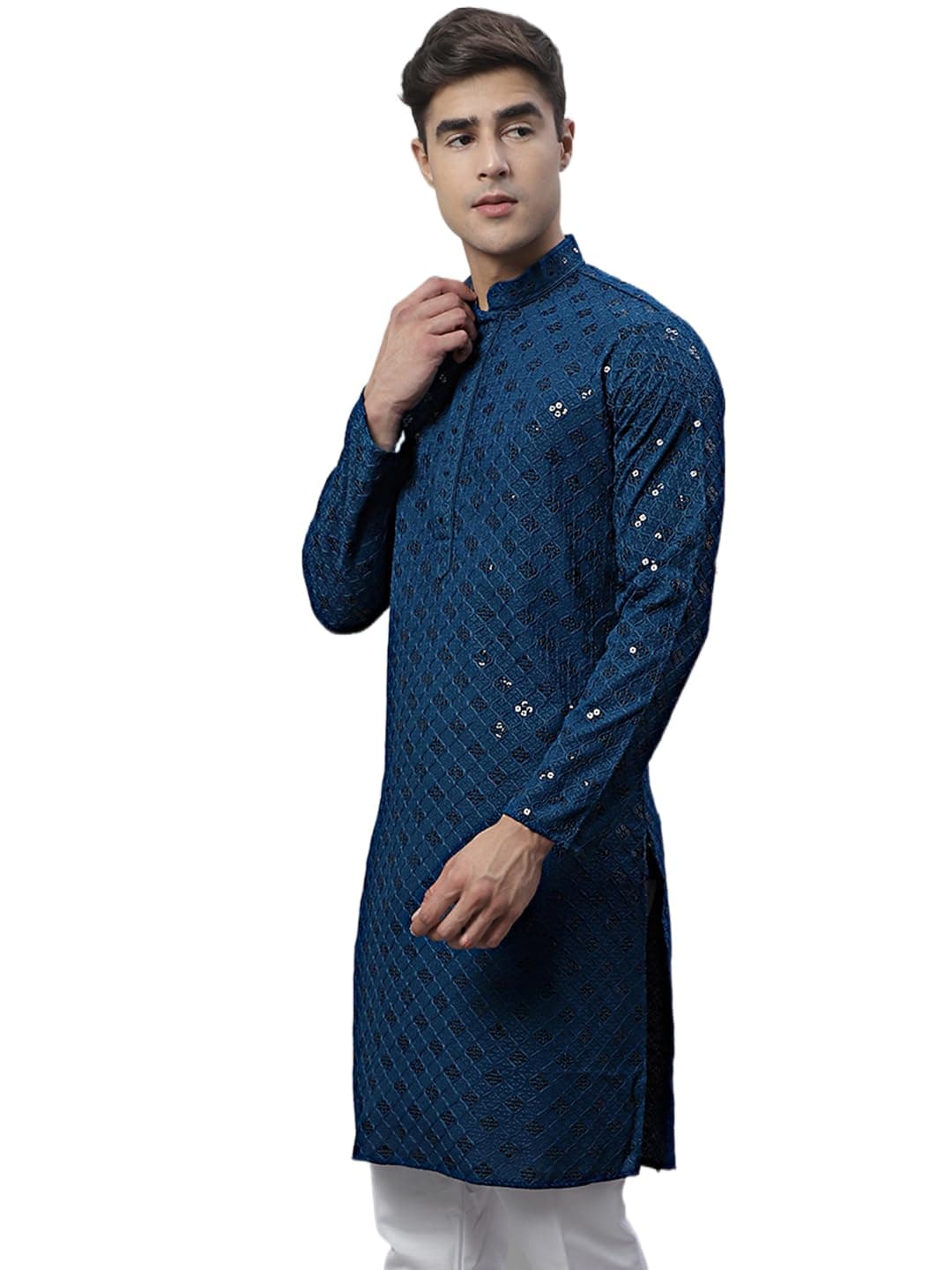 Jompers Men's Chikankari Embroidered and Sequence Kurtas Only