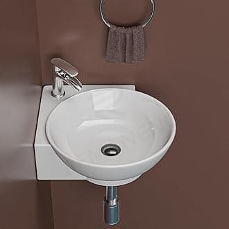REMANENCE Wall Mounted Wash Basin for Bathroom | Ceramic Wash Basin Wall Hung Small Corner Wash Basin/Sink (16.3 x 13.8 x 4.3 Inch) (Plain White)