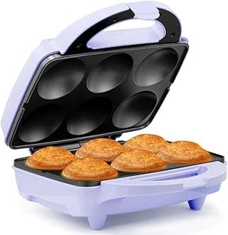 Holstein Housewares Non-Stick Cupcake Maker, Lavender/Stainless Steel - Makes 6 Cupcakes, Muffins, Cinnamon Buns, and more for Birthdays, Holidays, Bake Sales or Special Occasions