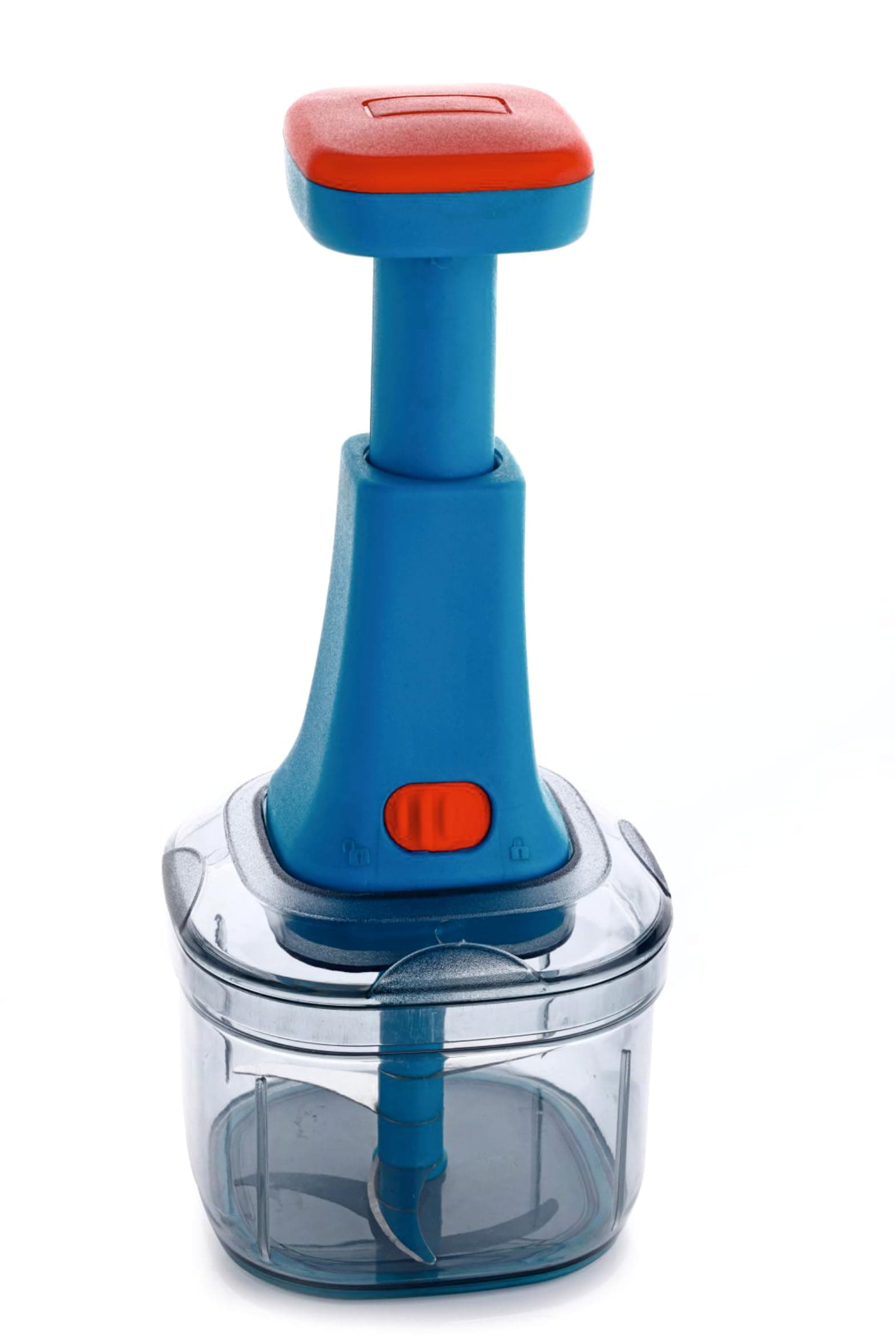 Clever Chop Push Chopper Manual Hand Press Push Chopper with 3 Blades for Effortless Chopping Vegetables & Fruits-600ML, Multicolor