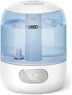 Dreo Humidifier for Bedroom with Sensor, 26dB Quiet Cool Mist Ultrasonic Humidifiers for Home, 360° Nozzle, 30H Runtime, Ambient Light Indicator, Essential Oil Diffuser, Room, Plants, Nursery, Blue