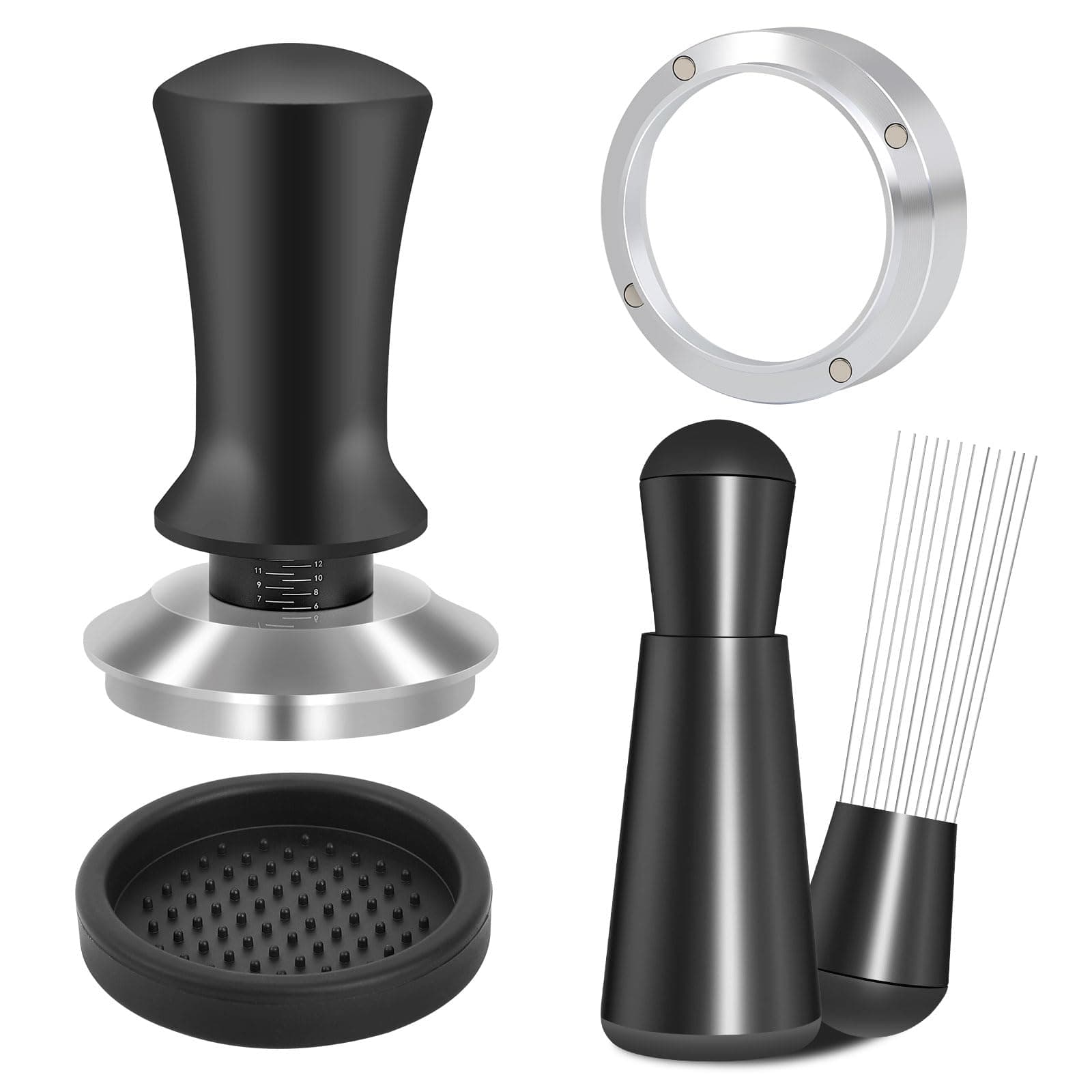 51mm Espresso Accessory Kit, Spring Calibration Tamper, WDT Tool and Dosing Funnel Set, Fits Espresso Coffee Machine and 51mm Porta Filter