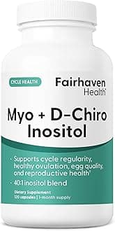 Fairhaven Health Myo-Inositol and D-Chiro Inositol for Women with PCOS | 40:1 Ratio | Inositol Supplement for Hormone and Ovarian Health | Myoinositol | Vitamin B8 | 120 Capsules