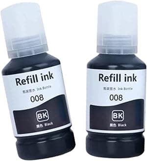 ANG Refill 008 for epssonn L6460/L6490/L6550/L6570/L6580/L11160/L15150/L15160 Printer Black - Twin Pack Ink Bottle