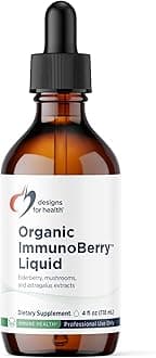 Elderberry Syrup with Wild Cherry Bark - Organic ImmunoBerry Liquid - Astragalus, Shiitake + Maitake Mushroom - Immune Support Supplement for Adults + Kids (118 Servings / 4oz)