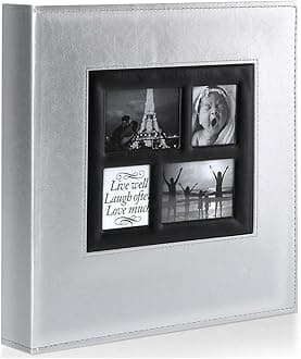 Ywlake Photo Album 4x6 500 Pockets Photos, Extra Large Capacity Family Wedding Picture Albums Holds 500 Horizontal and Vertical Photos Pictures Silver