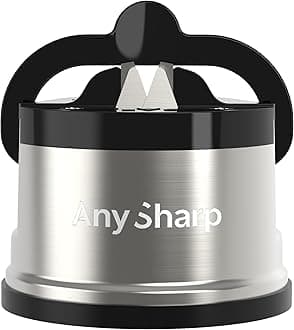 Pro Metal World's Best Knife Sharpener with Suction, Brushed Metal