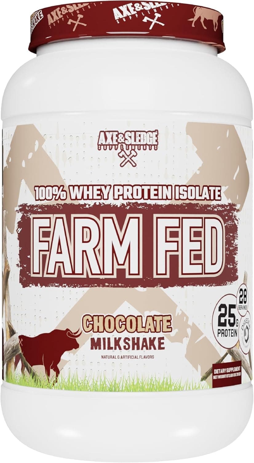 Axe & Sledge Farm Fed 100% Whey Protein Isolate | 25g Protein | Low Carb, Low Sugar, Gluten Free | Protein Powder for Men and Women | Keto | Made in the USA | 28 Servings, Chocolate Milkshake