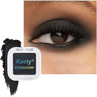 Kaely Pressed Single Eyeshadow Makeup, Black Matte Highly Pigmented Monochrome Eye Shadow Palette, Waterproof Neutral Powder Mini Eyeshadow, sombras para ojos, Lightweight Blendable, 07