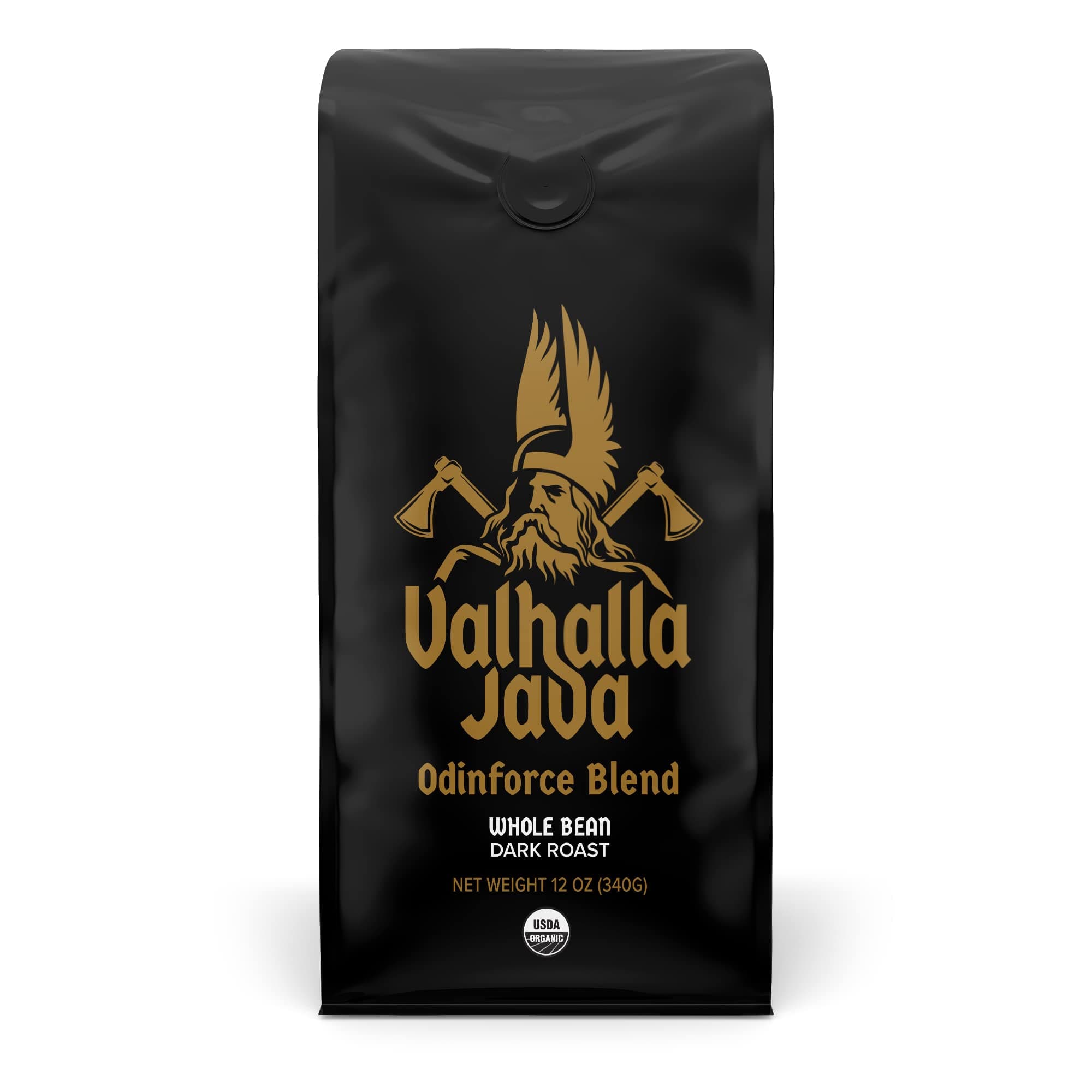 Death Wish Coffee, Valhalla Java Odinforce Blend Whole Bean, USDA Organic and Fair Trade, 12 oz (Pack of 1)