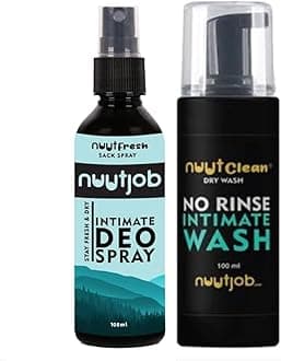 Nuutjob Men Quick Fix Combo | NuutClean Intimate Dry Wash + NuutFresh Intimat...