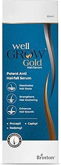 Brinton WellGrow Gold Hair Serum with 3% Redensyl, 5% Capixyl & 2% Procapil | Lightweight, Non-Greasy Formula | Supports Hair Regrowth, Control Hair Fall | For Men & Women | 60 ml