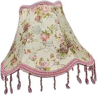 Cloth Lamp Shade Light Cover Table Lamps/Floor Lamps Decorative Lightweight Fabric Lampshade Home Decor for Living Room Study, Pink Flower Print