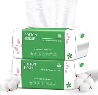 Disposable Face Towel, 200 Count Biodegradable Face Towels, for Washing Soft Cotton Dry Wipes Facial Cloths Towelettes for Washing and Drying, Facial Tissue for Cleansing