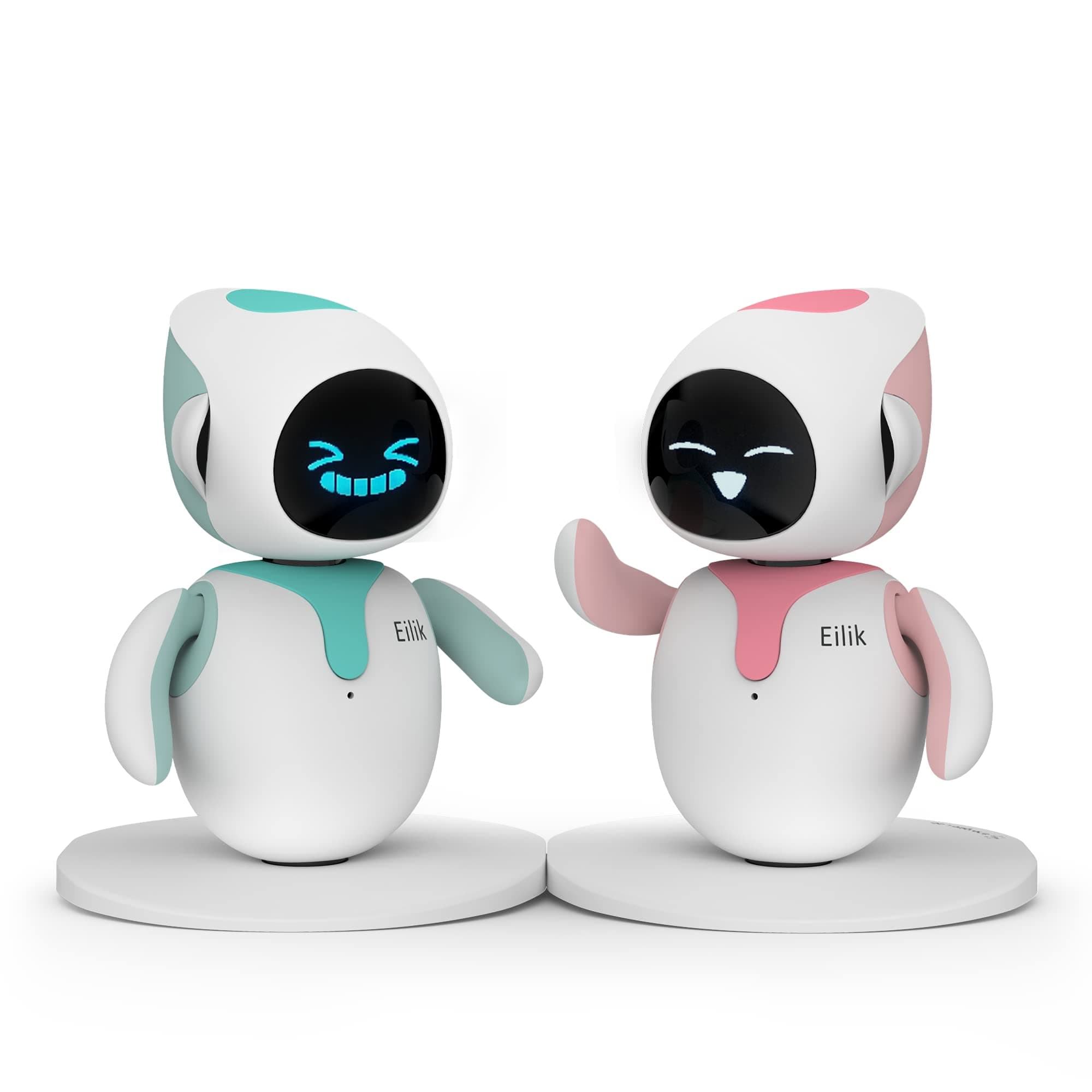 Eilik – Cute Robot Pets with Abundant Emotions, Your Perfect Interactive Companion at Home or Workspace. Unique Gifts for Girls & Boys. (Blue + Pink Combination)