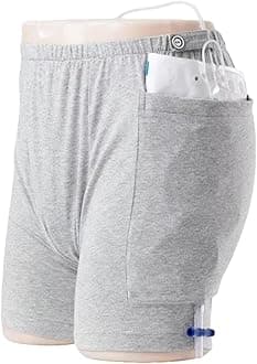 WEEOATAR Incontinence Care Shorts,Fistula Pants,Catheter Underwear Incontinence Pants,Urine Bag Underwear with Double Pockets for Nephrostomy,Foley,Suprapubic&Biliary Catheters(Man Light Grey,XXL)