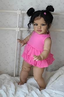 RXDOLL Big Size Reborn Baby Dolls Black Girl 26 Inch African American Realistic Reborn Toddler Doll Soft Body Lifelike Baby Dolls That Look Real Silicone Biracial Doll