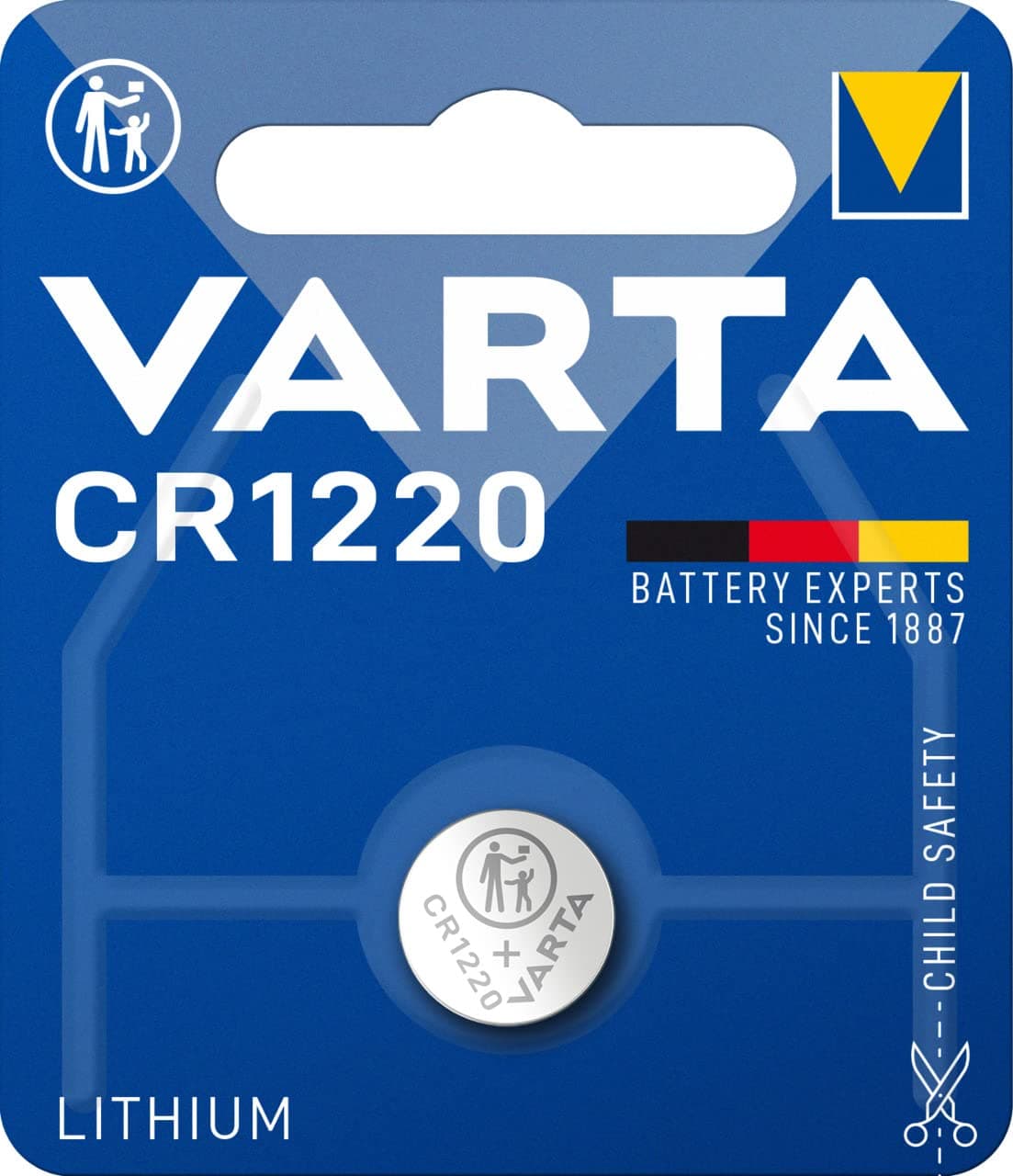 VARTA Batteries Electronics CR1220 Lithium button cell battery 1-pack, Button cells in original blister pack of 1