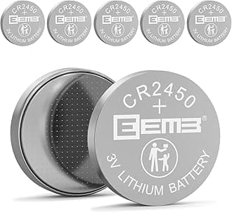 EEMB 5 PACK CR2450 Battery 3V Lithium Battery 2450 Button Coin Cell Batteries DL2450, ECR2450, BR2450 for Watch Tea Lights Votive Candles Alarm System Car Key Fob Remote Control Calculators Toys Games