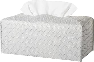 Tissue Box Cover PU Leather Tissue Holder Square Facial Tissue Case Facial Paper Organizer Dispenser for Bathroom, Vanity Countertop, Tabletop, Car, Rectangle, Misty Gray