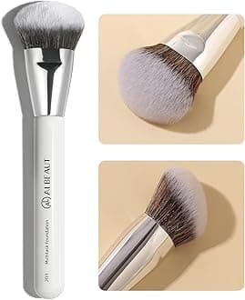 201 Angled Foundation Brush for Flawless Makeup Application Professional Liquid, Cream Powder Foundation Brush with Dense Bristles - Contoured for Precise Blending and Buffing