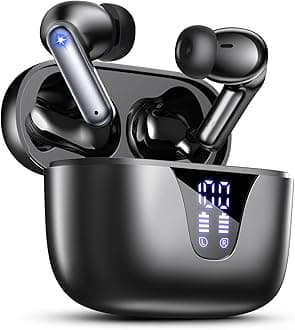 Bluetooth Wireless Earbuds, 2025 Model Redefine Industry Standards, A1 Wireless, Automatic Pairing, Touch Control, Type-C Charging, IPX7 Waterproof, LED Display, AAC/SBC, Microphone Included