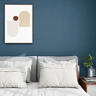 auxua Premium Wall Paper Peel and Stick Modern 17.7" X 196"- Extra Thick, Durable & Luxurious - Navy Blue Textured Grasscloth Peel and Stick Wallpaper for Bathroom, Bedroom, Furniture