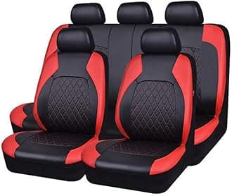9 Pcs Seat Covers for Toyota Raize 2019 2020 2021 2022 2023 2024 2025, Leather Car Seat Cover Waterproof Non-Slip All Weather Interior Accessories,Red