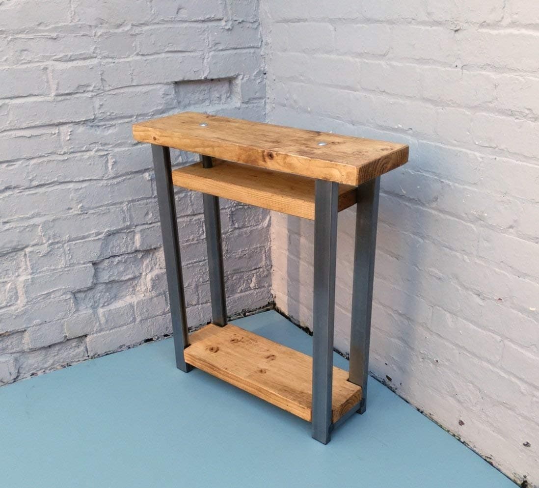 Console table with shelf to base contemporary style rustic industrial