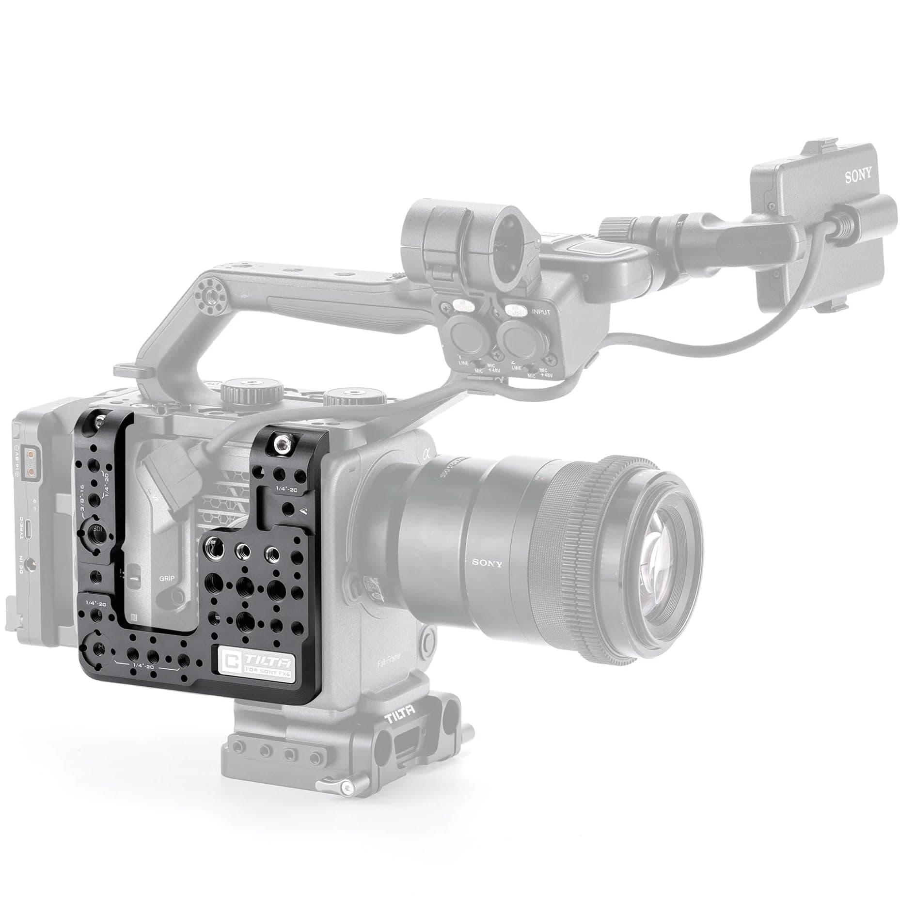 Side Mounting Plate Compatible with Sony FX6 Cage | Mount via Cold Shoe, 1/4"-20 and 3/8"-16 | Modular Design | Lightweight | Includes Camerra Index Tags