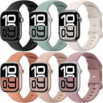 Sport Bands 6 Pack Apple Watch 38mm 40mm 41mm 42mm 44mm 45mm 46mm 49mm Women Men Replacement Soft Silicone Strap Wristband for iWatch Series 10/9/8/7/6/5/4/3/2/1 Ultra SE
