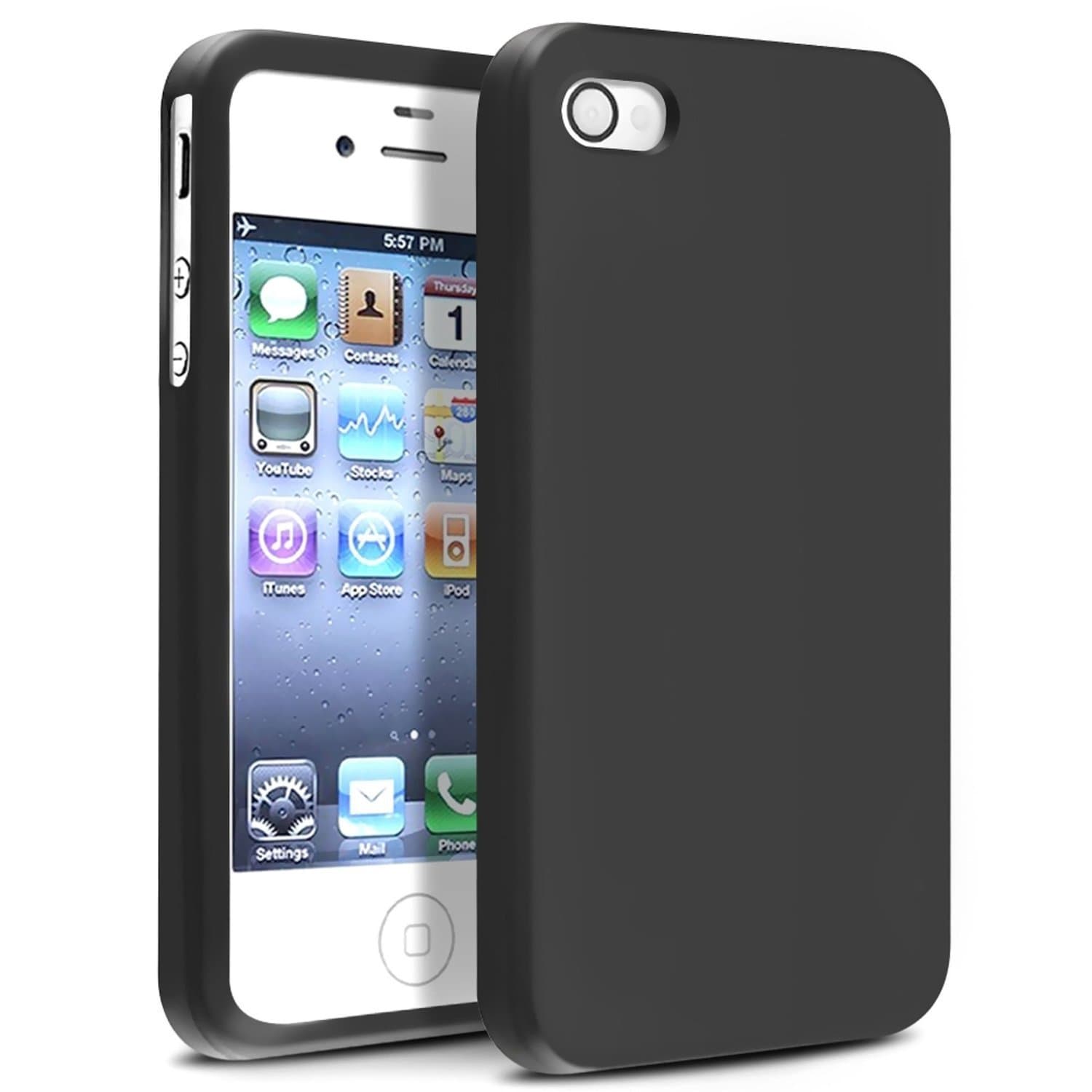 Compatible With Apple iPhone 4 4G Black Silicone Rubber Soft Case