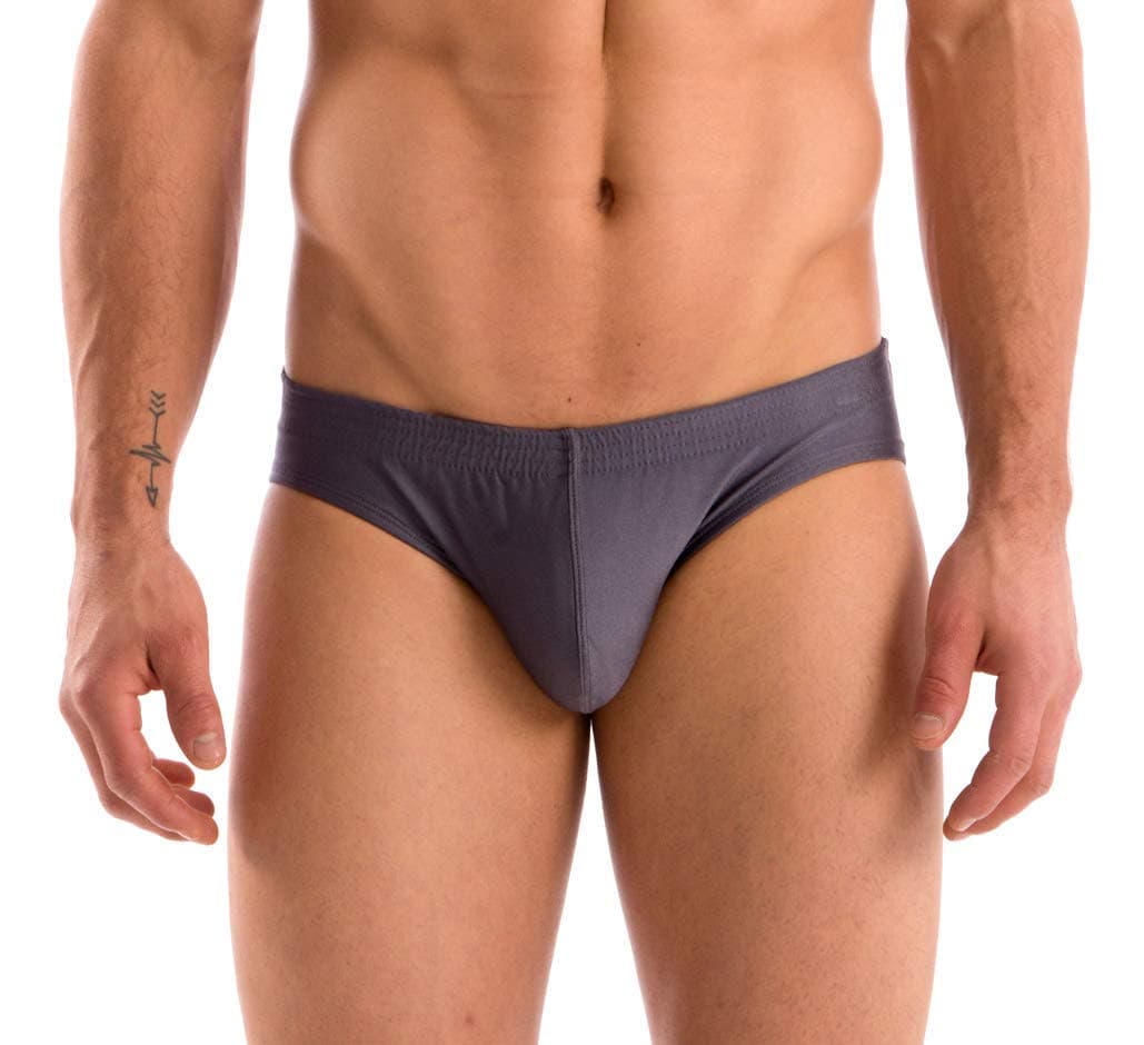 Mens Solid Contour Pouch Bikini Swimsuit