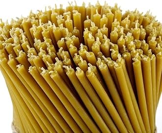 Danilovo Pure Beeswax Candles - Honey-Scented, Decorative Thin Taper Candles - Ideal for Birthday Decoration or Church Prayers - Drip Free, Tall & Smokeless Pack of 50 pcs, 7.3 x 0.24 inch
