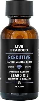 Beard Oil, 1 fl oz - Premium All-Natural Jojoba - Made in the USA - Hair and Skin Care for Men with Dry, Flaky Patches | Executive Scent - Cedar, Vanilla
