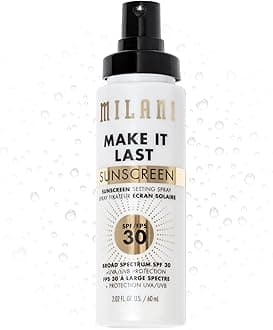 Milani Sunscreen Setting Spray + Primer, Make It Last Sunscreen for Face- SPF 30 UVA & UVB Protection Antioxidant Rich Formula for Broad Spectrum Protection, Prime + Set + Protect, 2.02Fl. Oz