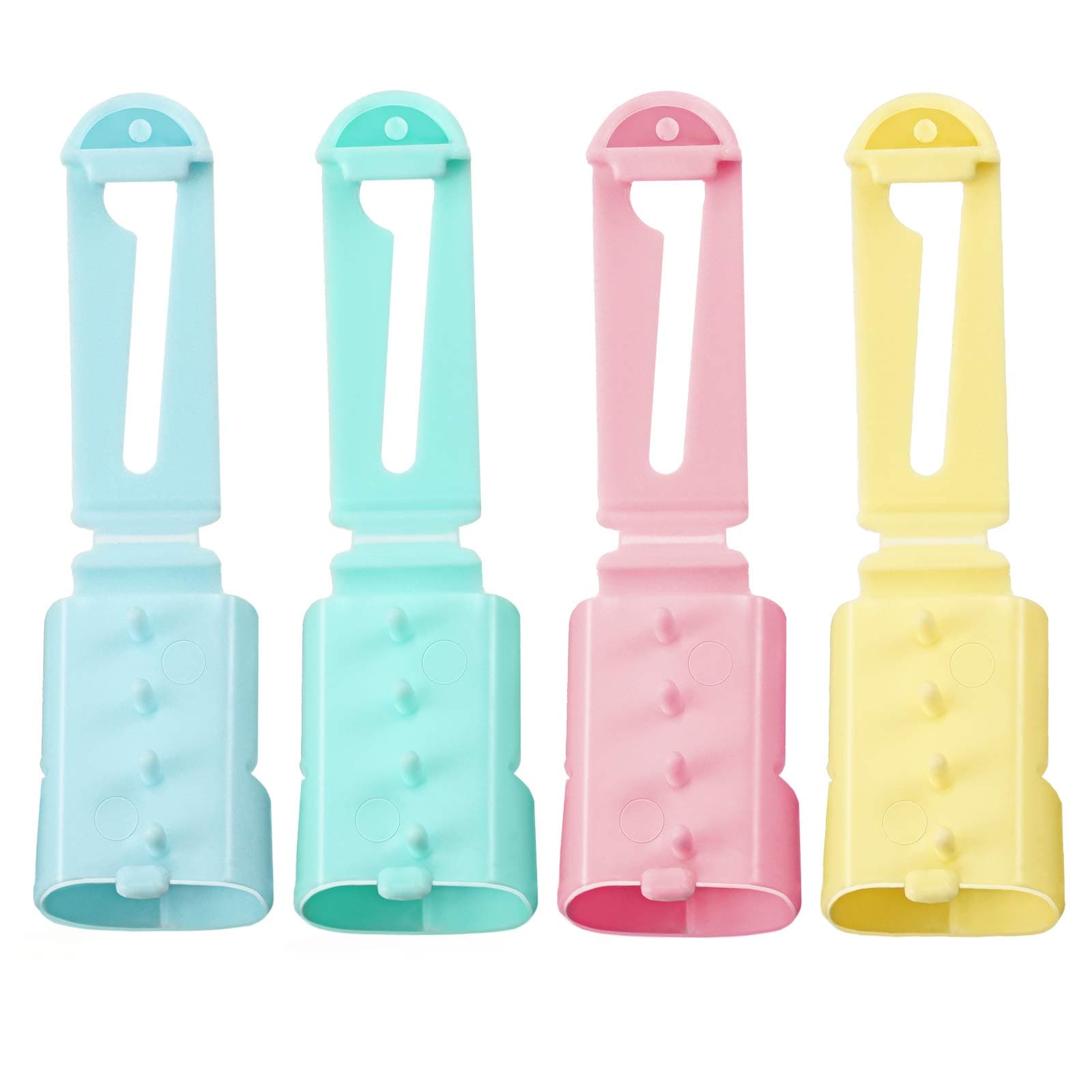 Yarn Guide Finger Holder Knitting Thimble Tool Plastic Yarn Guide Separated Yarns Tools for Crochet Knitting Crafts Accessories (Green, Blue, Yellow, Pink, 4 Pieces)