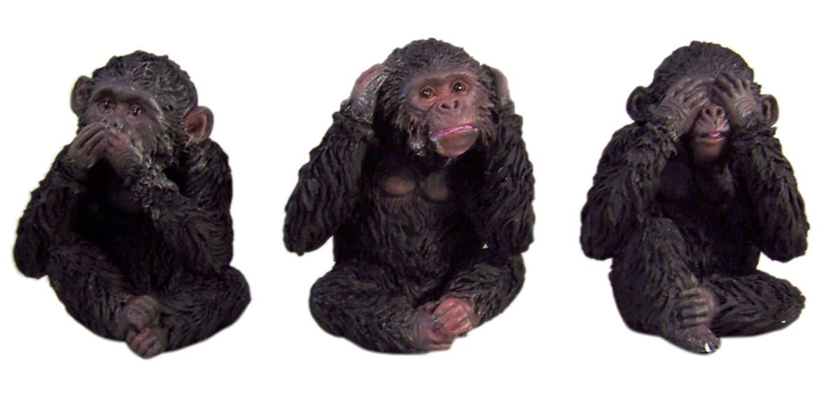 BHE Collection See Hear Speak No Evil Three Wise Monkeys Figurine Set, 6 Inch, 3 Piece Set