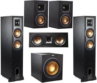 Klipsch Reference 5.1 Home Theater System - Bundle with 2X R-26FA Floorstanding Speaker, 2X R-41M Bookshelf Speaker, R-25C Channel Speaker, R-12SW Subwoofer
