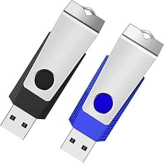 1GB USB 2.0 Flash Drive 2 Pack Wooolken Thumb Drives Jump Pen Drive Memory Stick with LED Light and Lanyards for Storage and Backup(1G, 2 Colors: Black Blue)