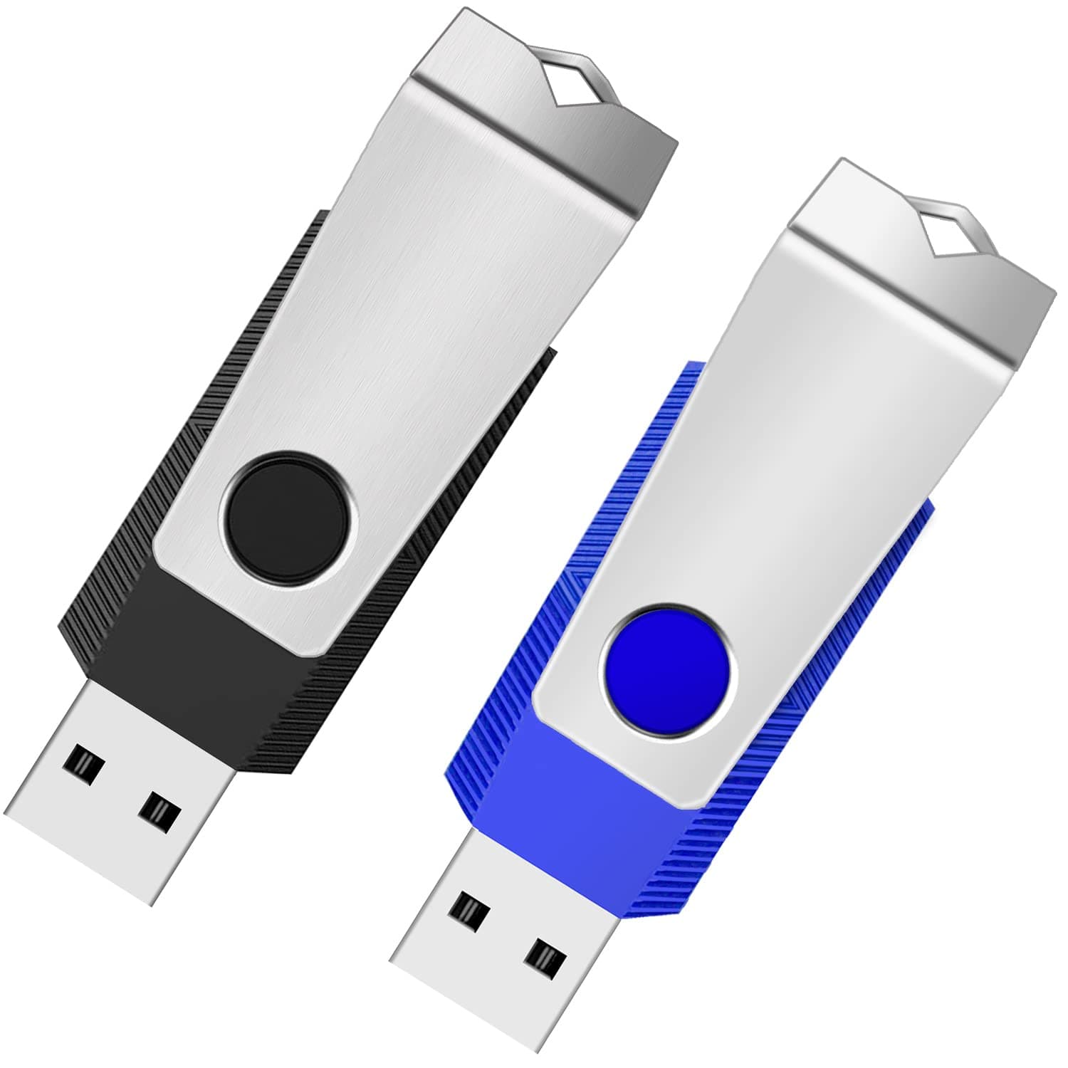 1GB USB 2.0 Flash Drive 2 Pack Wooolken Thumb Drives Jump Pen Drive Memory Stick with LED Light and Lanyards for Storage and Backup(1G, 2 Colors: Black Blue)