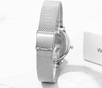 Lancardo Elegant Womens Quartz Watch: Bling Rhinestone-Decorated Case Roman Numeral Dial Stainless Steel Band Perfect for Any Occasion
