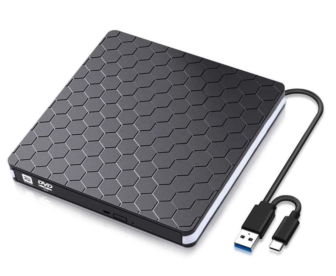 External DVD Drive, USB 3.0 Type-C CD DVD +/-RW Optical Drive USB C Burner Slim CD/DVD ROM Rewriter Writer Reader Portable for PC Laptop Desktop MacBook Mac Windows 7/8.1/10 Linux OS Apple