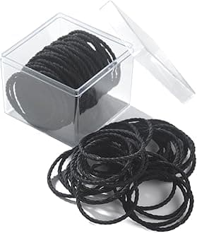 Youxuan No Damage Soft Polyester Hair Ties, No Tug Scrunchies Hair Bands with Strong Elasticity - Black, 50 Pieces