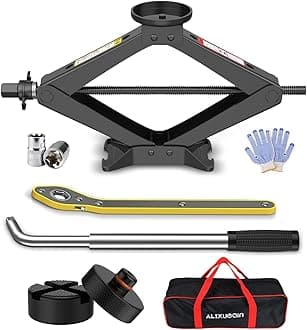 Scissor Jack for Car, 2.5 Ton Car Jack Kit for Tesla Model 3/Y/S/X, 2 in 1 Universal Tire Changing Kit with 2 Jack Pads & 2 Wrenches for Sedan, SUV, MPV