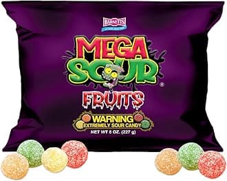 Barnetts - Mega Sour Candy Fruits 227g (1/2lb) - Trendy Sweet Bags - Traditionally Handmade Sweets - Sour Coating Lasts 20 Seconds - Candies for Party Bag, Gift Hamper, or Hamper Box