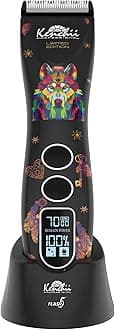 Kenchii Flash 5 Wolf Limited Edition - 5-in-1 Digital Cordless Clipper - Precision Pet Grooming: Trim, Shape, and Style Effortlessly USB-C Charging (Black)