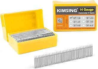 Kamsin ST64 14 Gauge Heavy Duty Pneumatic Concrete T Nailer, 1 Inch to 2-1/2 Inch T Nails, Air Power T Nail Gun for Truss Building, Construction Framing and Concrete Nailing (ST18 Nails(800 PCS/Box))