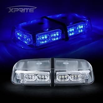 Xprite Blue 36 LED Rooftop Mini Bar Strobe Lights High Intensity Emergency Hazard Warning Beacon Light w/Magnetic Base for Safety Caution Vehicles Construction Trucks Snow Plowing Cars Postal Vans